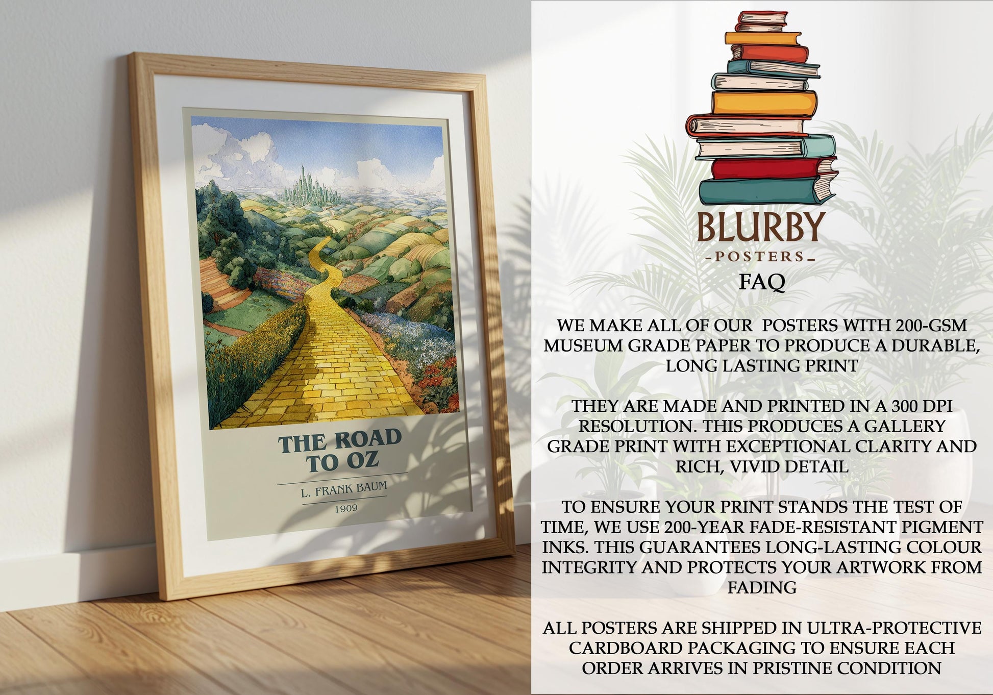 The Road to Oz by L. Frank Baum | Book Poster | Literary Art Gift For Book Lover | Novel Inspired Wall Art | Free Delivery