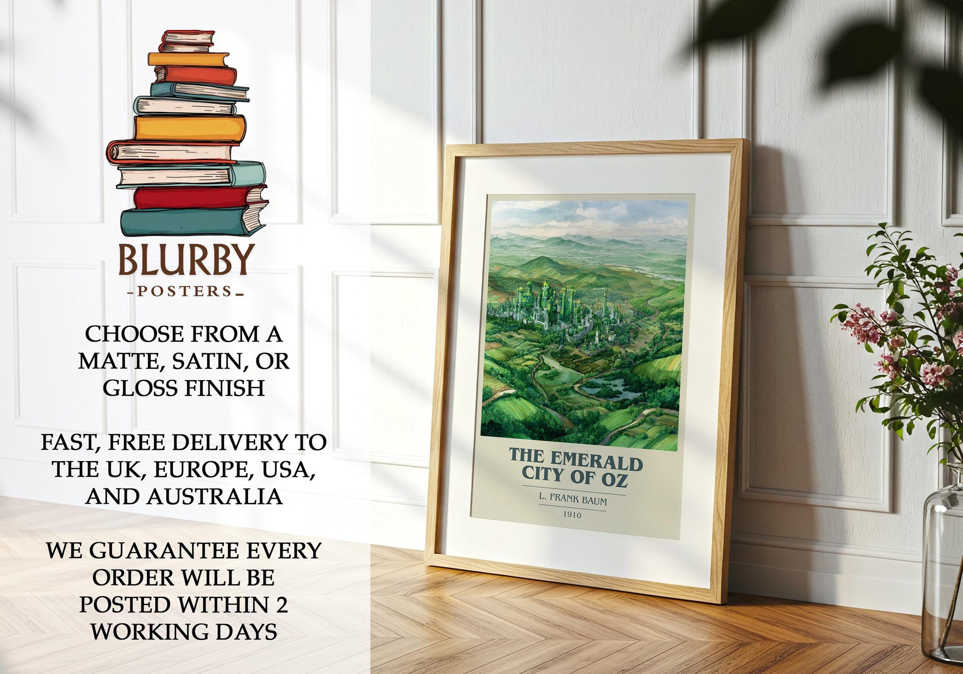The Emerald City of Oz by L. Frank Baum | Book Poster | Literary Art Gift For Book Lover | Novel Inspired Wall Art | Free Delivery