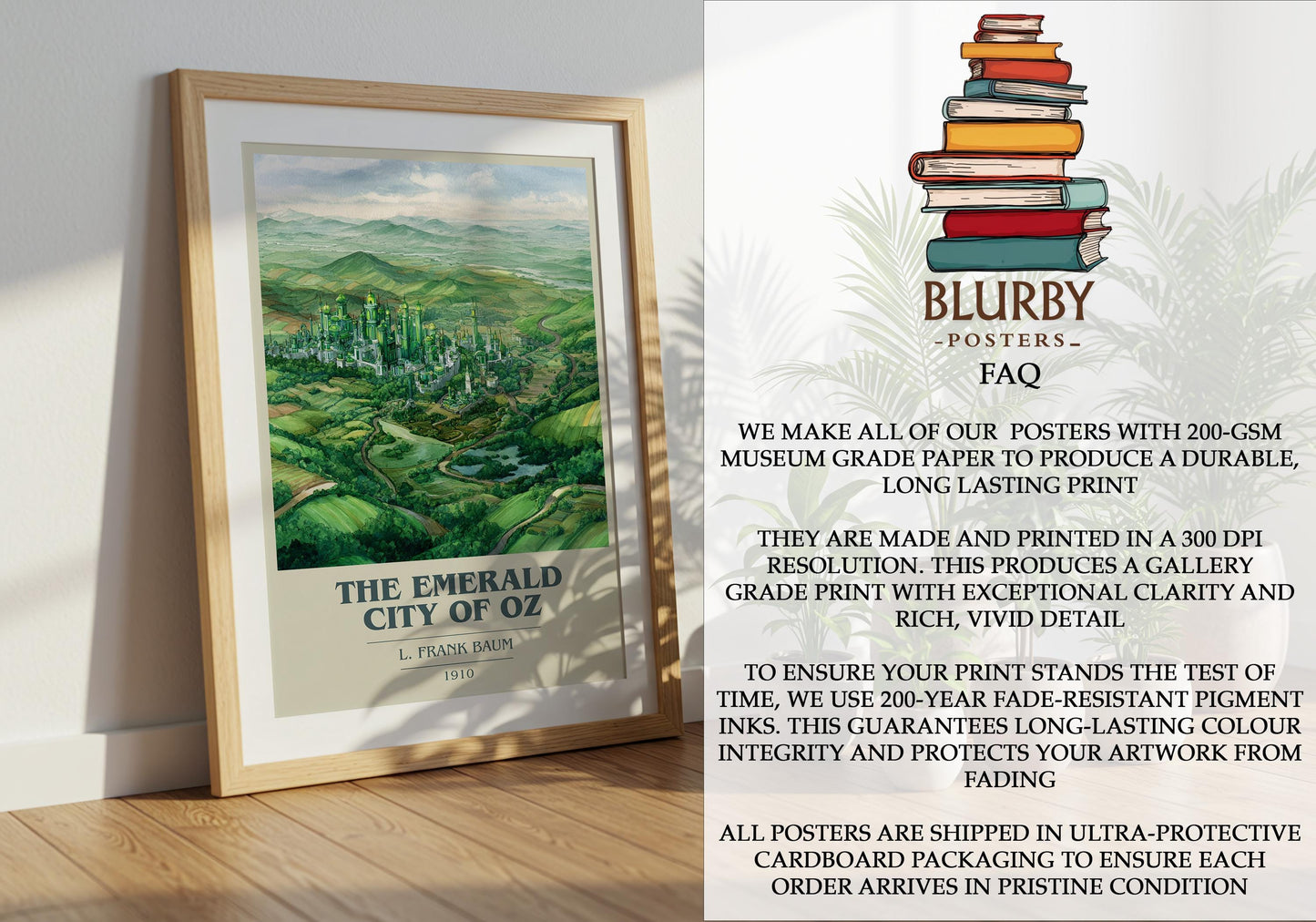 The Emerald City of Oz by L. Frank Baum | Book Poster | Literary Art Gift For Book Lover | Novel Inspired Wall Art | Free Delivery