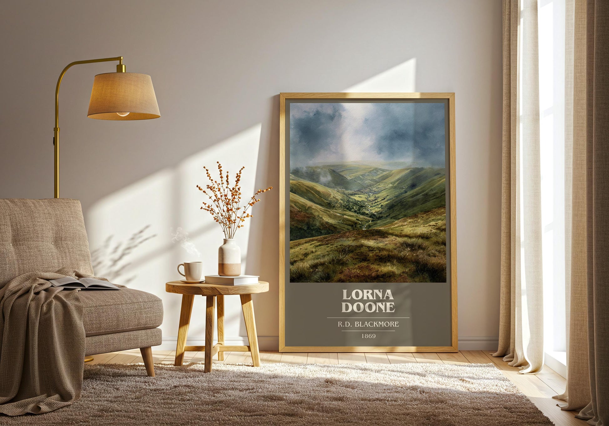 Lorna Doone book cover print on bookshelf – R.D. Blackmore fan gift