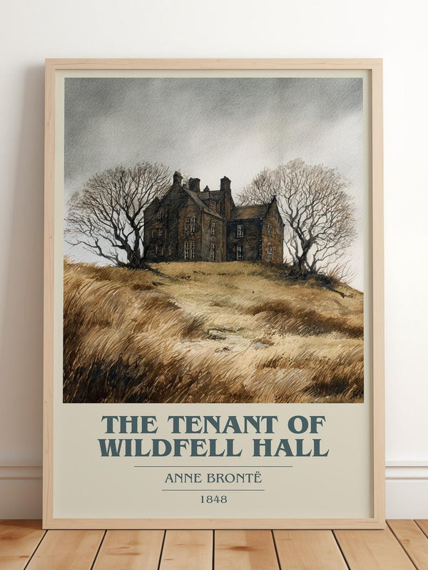 The Tenant Of Wildfell Hall book cover print in frame leaning in hallway – classic literature wall art