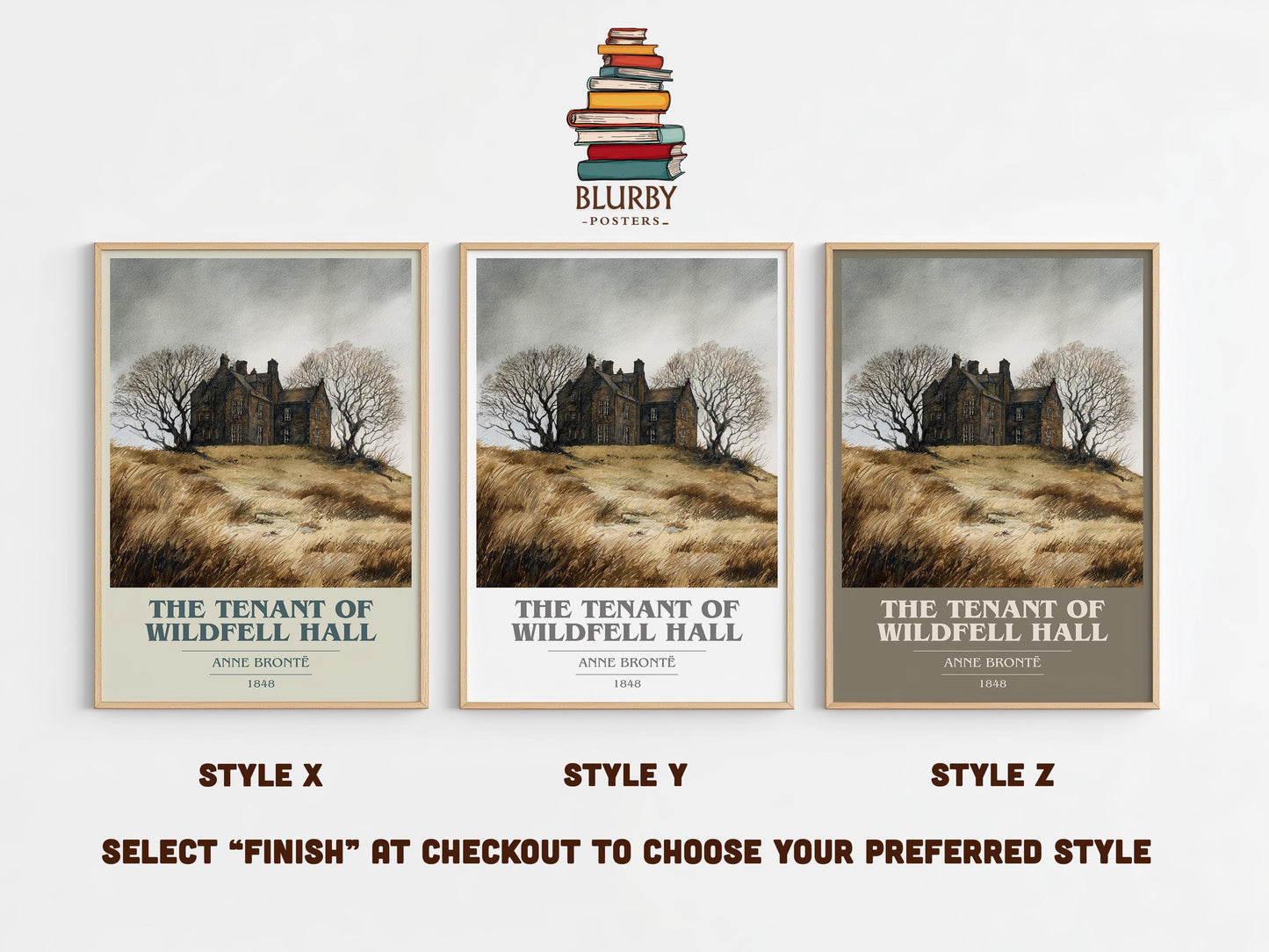 The Tenant Of Wildfell Hall book cover poster colour and style options – Anne Brontë book art
