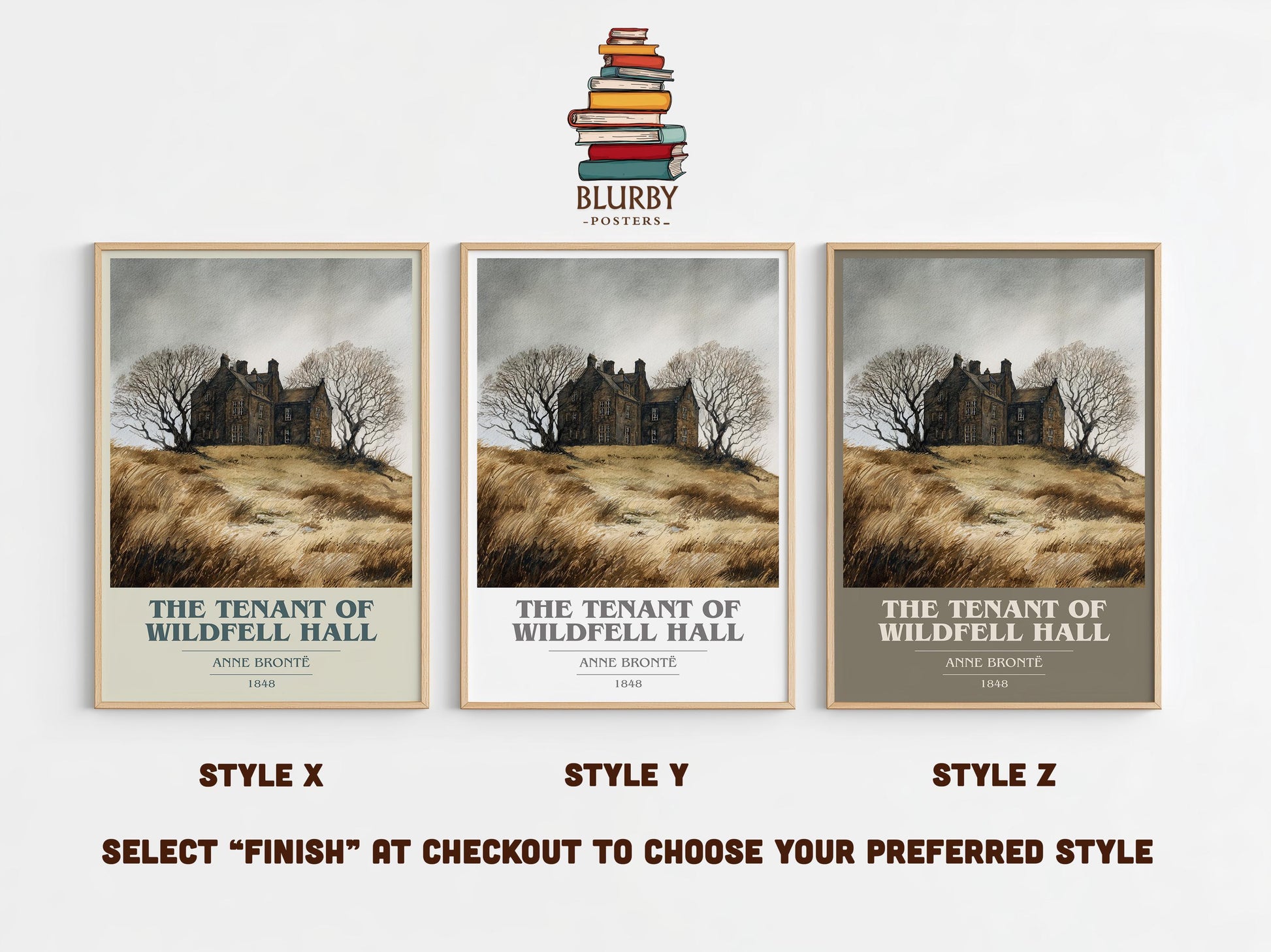 The Tenant Of Wildfell Hall book cover poster colour and style options – Anne Brontë book art