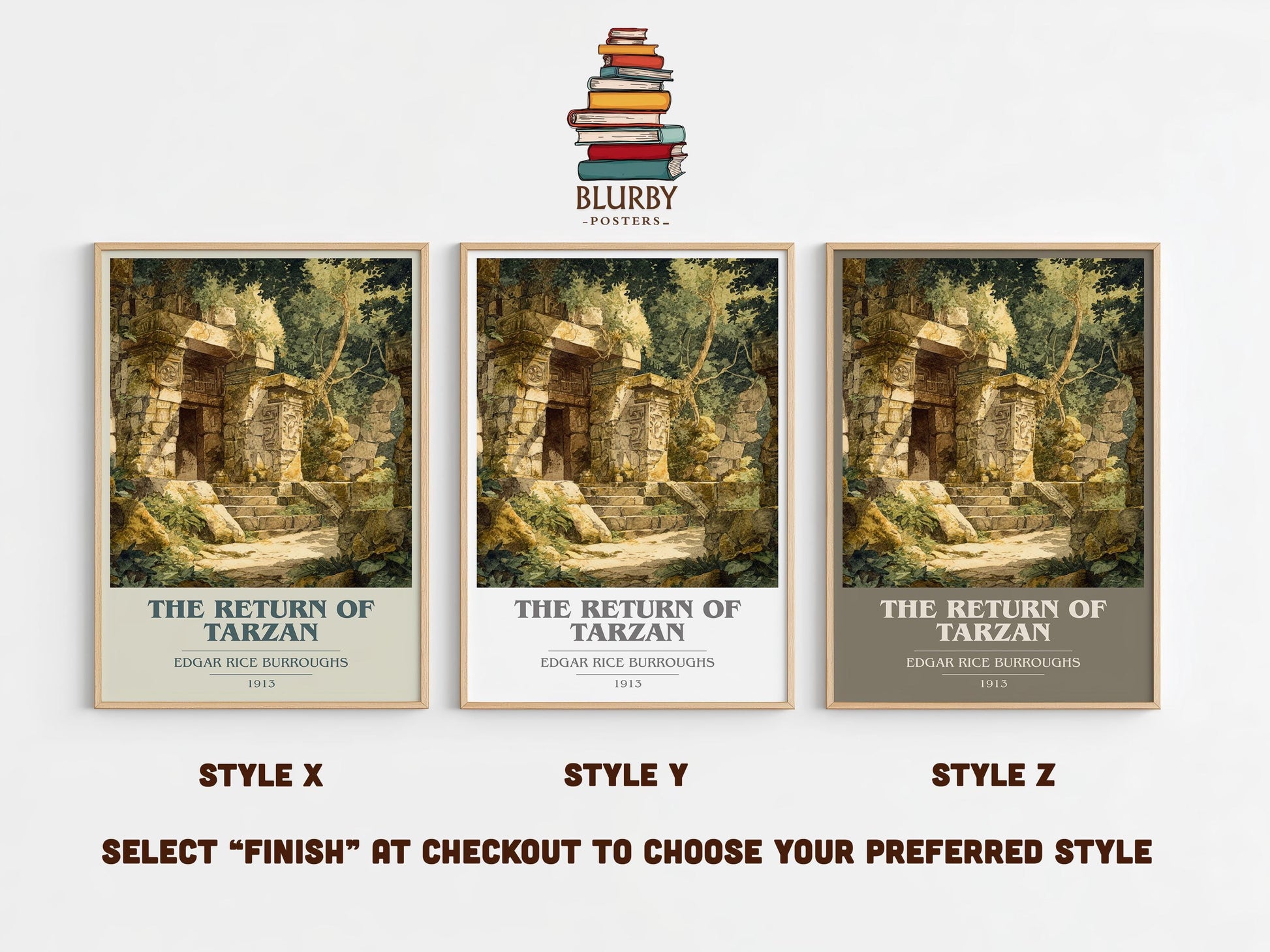 The Return Of Tarzan book cover poster colour and style options – Edgar Rice Burroughs book art