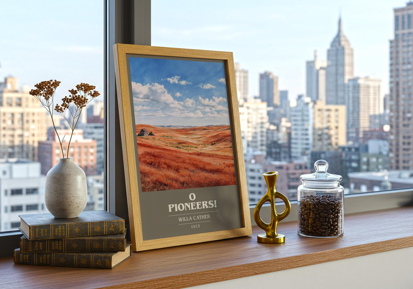O Pioneers! book cover book poster framed on wall – poetry wall art