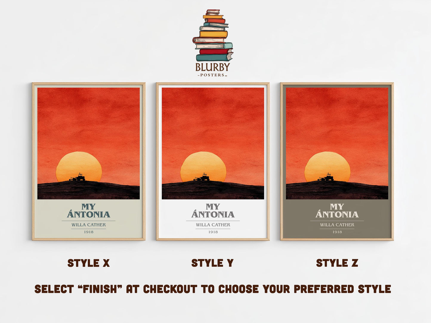 My Ántonia book cover poster colour and style options – Willa Cather book art