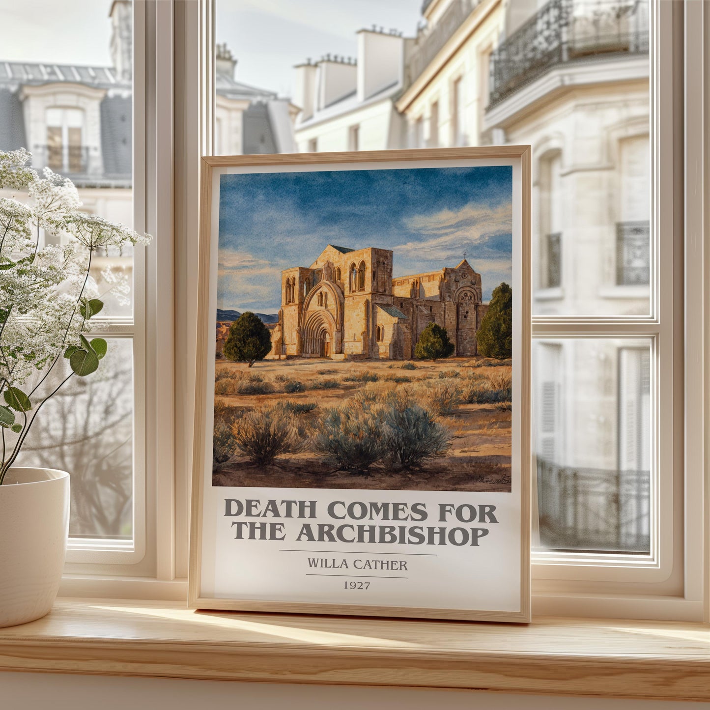 The Beautiful and Damned book cover print framed by window – literary home decor