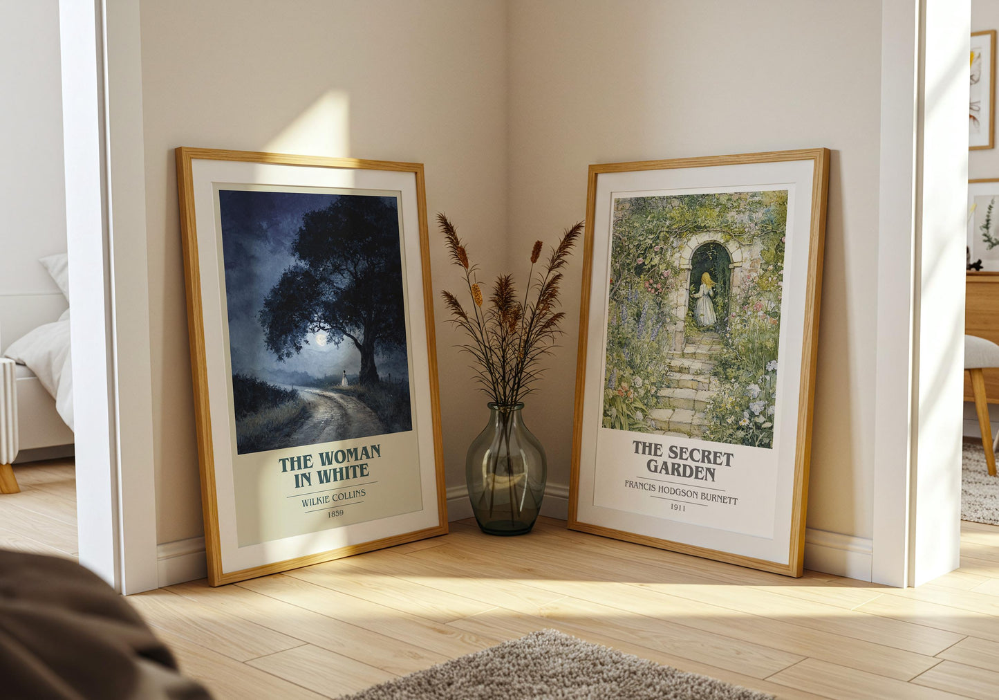 The Woman In White book cover print on bookshelf – Wilkie Collins fan gift