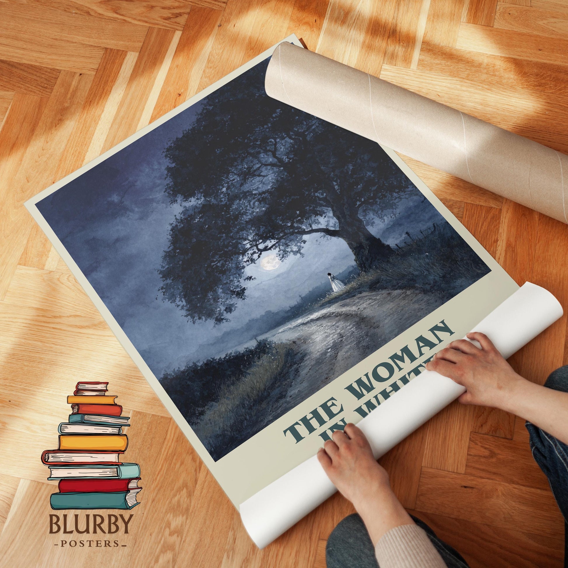 The Woman In White book cover poster paired in gallery wall – literary art prints