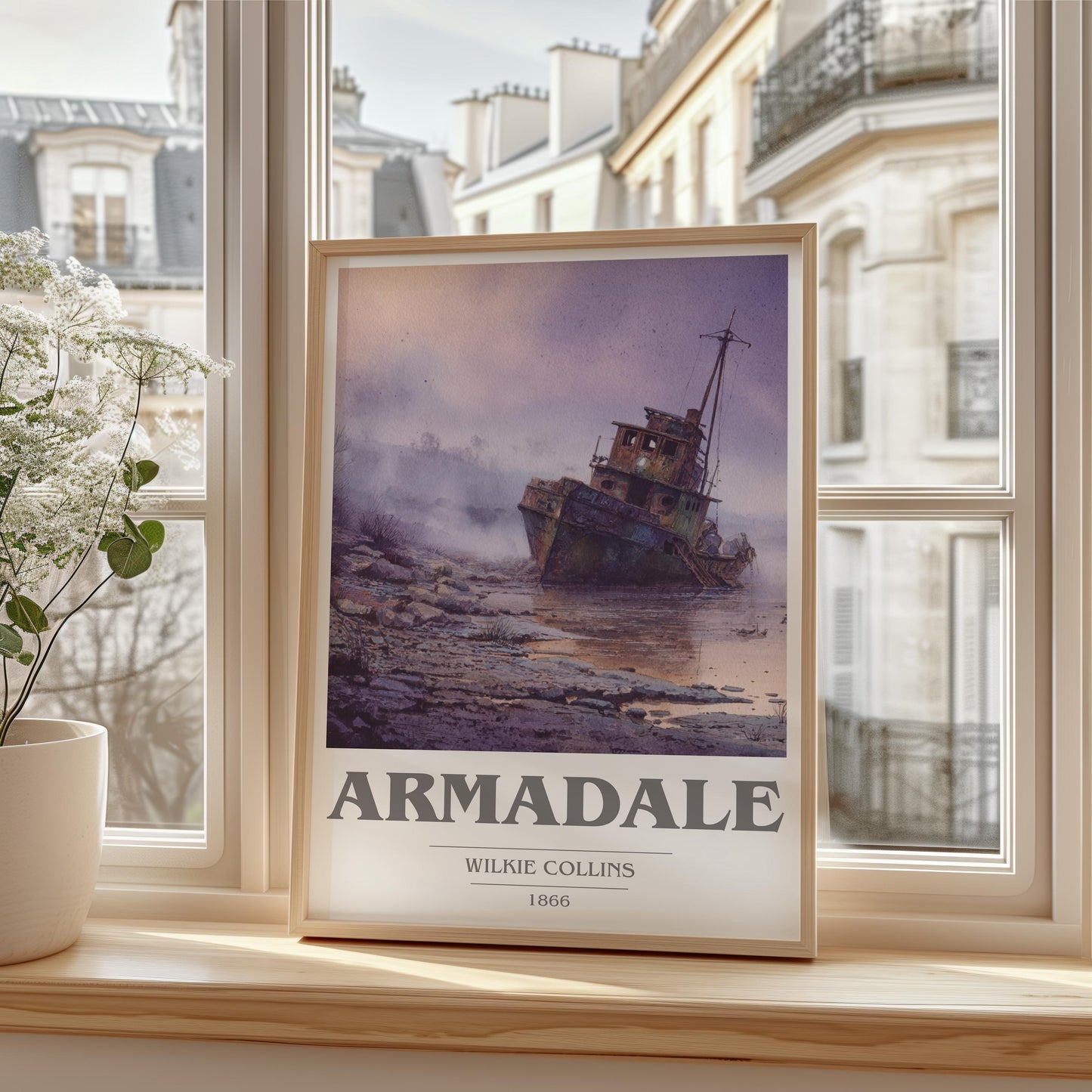 Armadale book cover print framed by window – literary home decor