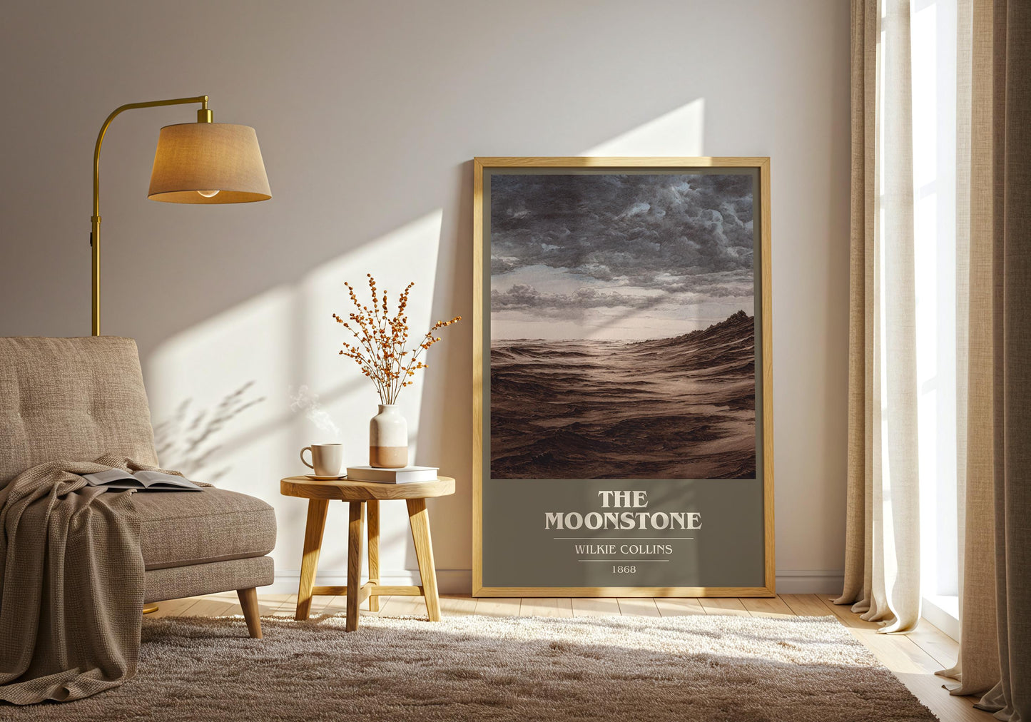 The Moonstone book cover print on bookshelf – Wilkie Collins fan gift