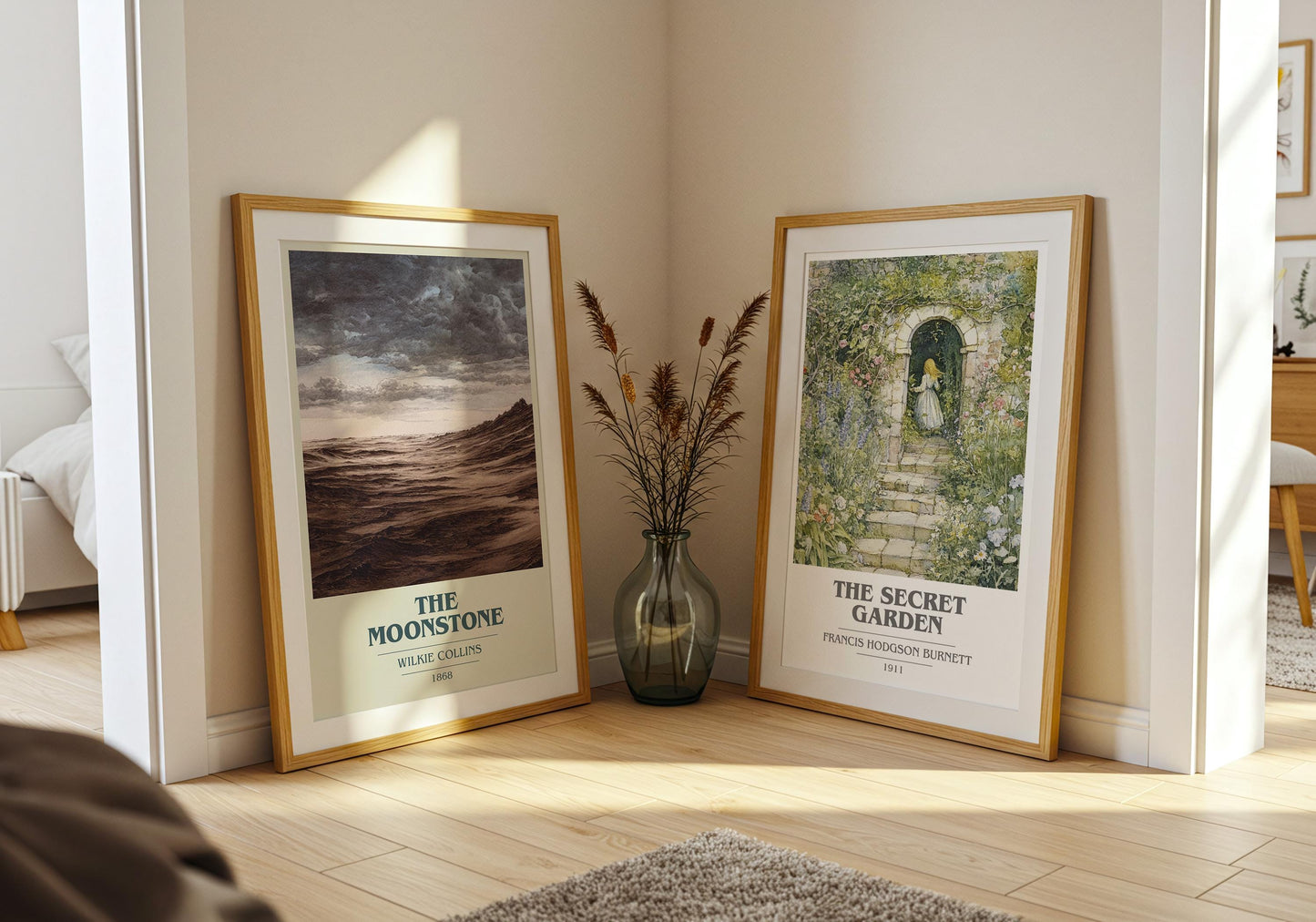The Moonstone book cover poster paired in gallery wall – literary art prints