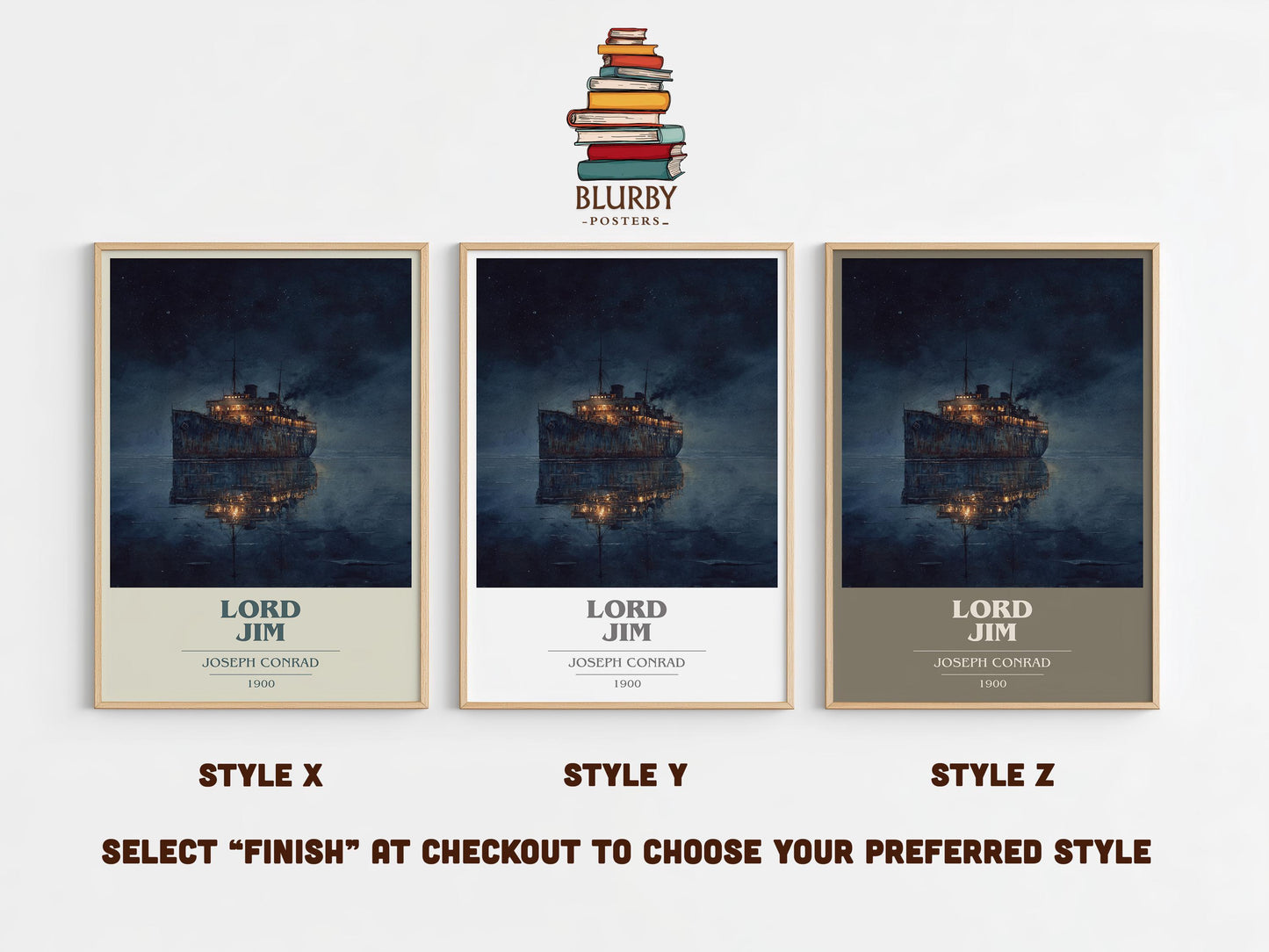 Lord Jim book cover poster colour and style options – Joseph Conrad book art