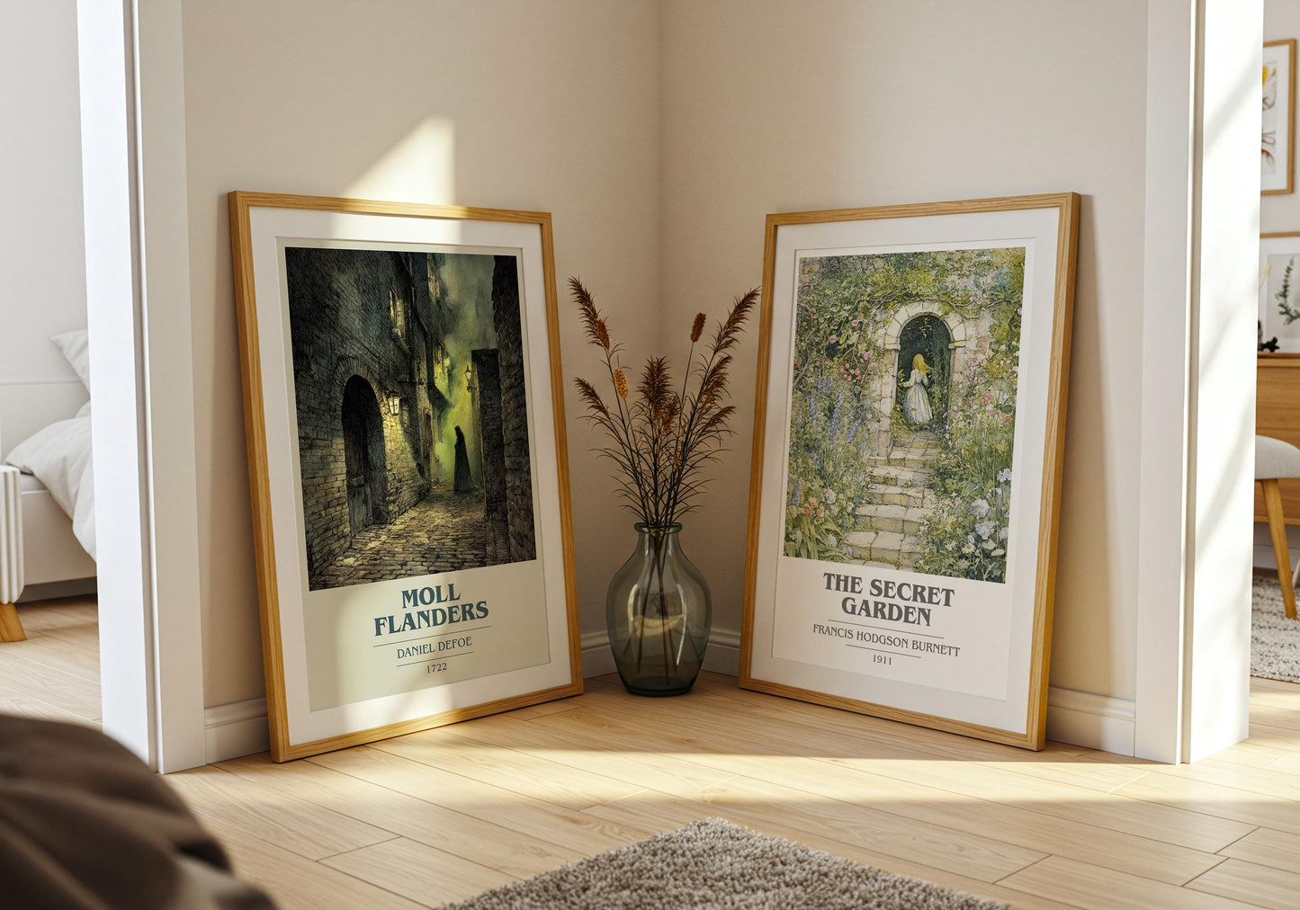 Moll Flanders book cover poster paired in gallery wall – literary art prints