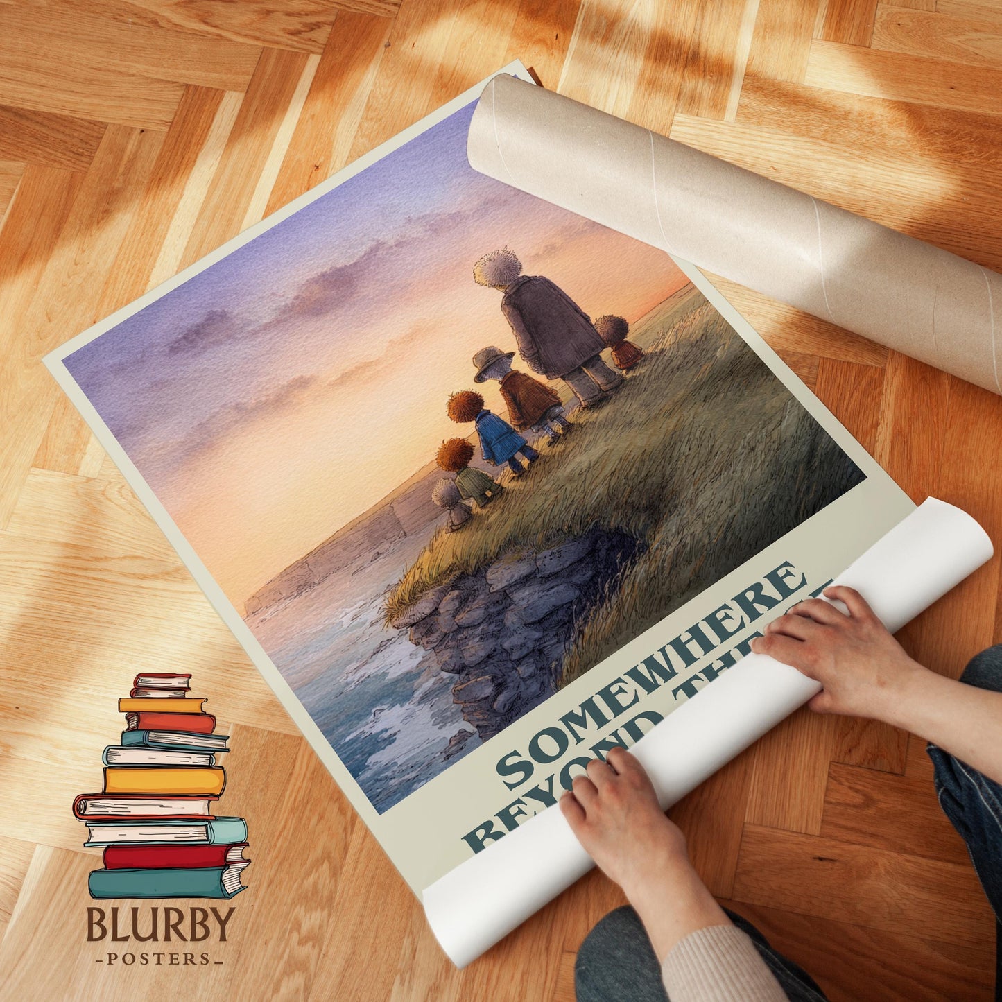 Somewhere Beyond the Sea book cover poster paired in gallery wall – literary art prints