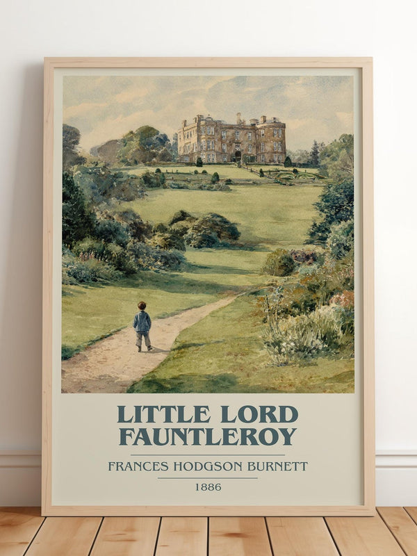 Little Lord Fauntleroy book cover print in frame leaning in hallway – adventure wall art