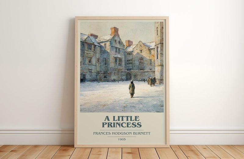 A Little Princess book cover print in frame leaning in hallway – classic literature wall art