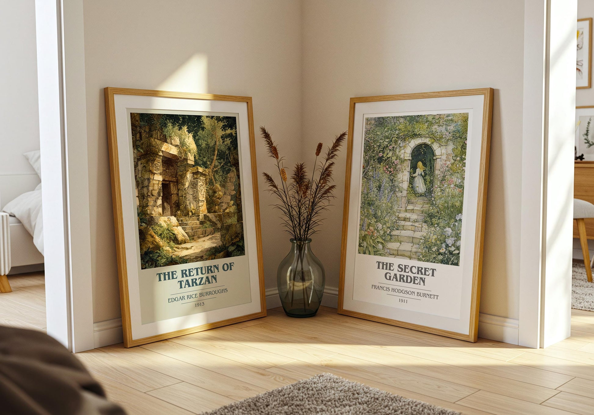 The Return Of Tarzan book cover poster paired in gallery wall – literary art prints