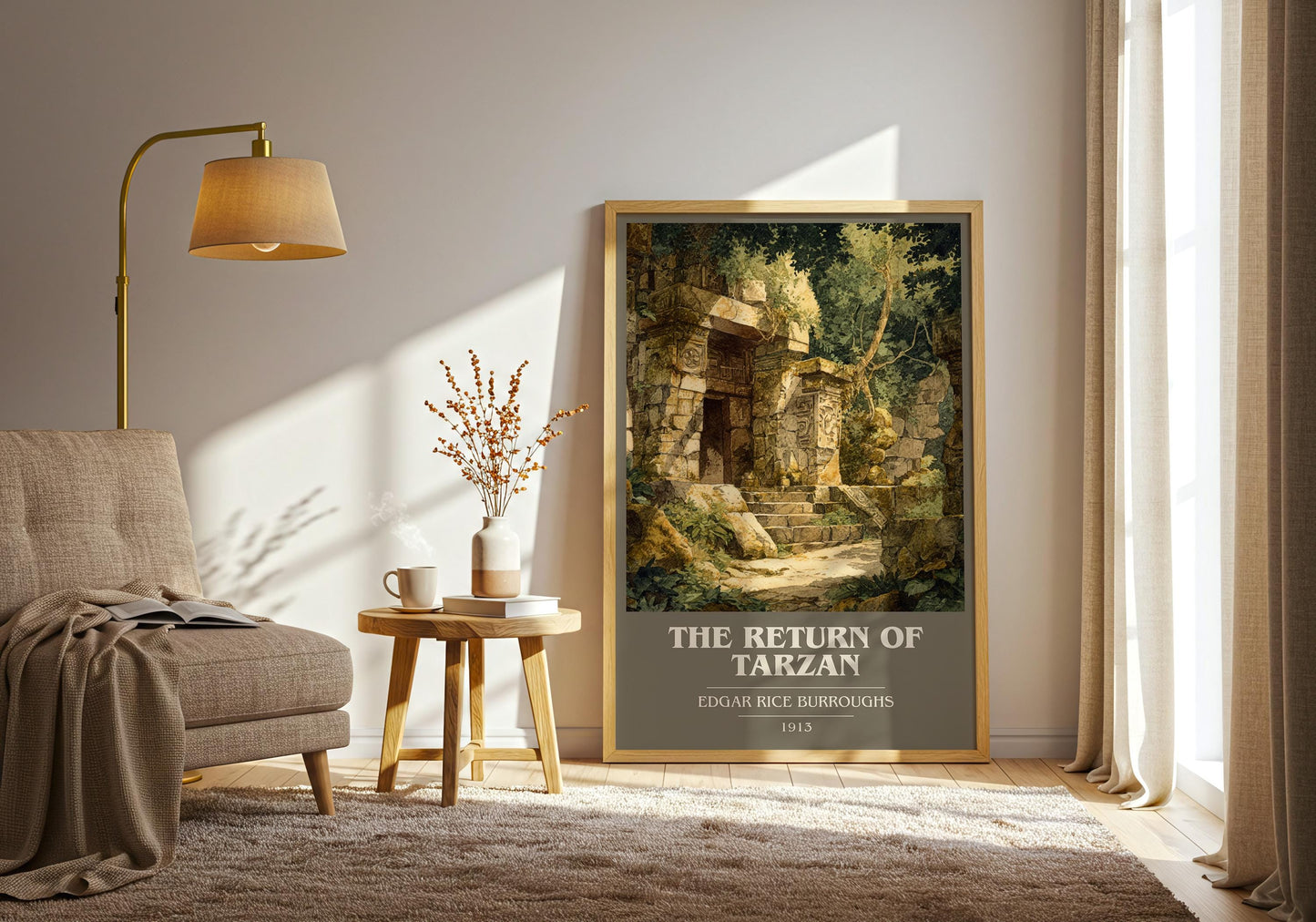 The Return Of Tarzan book cover print on bookshelf – Edgar Rice Burroughs fan gift
