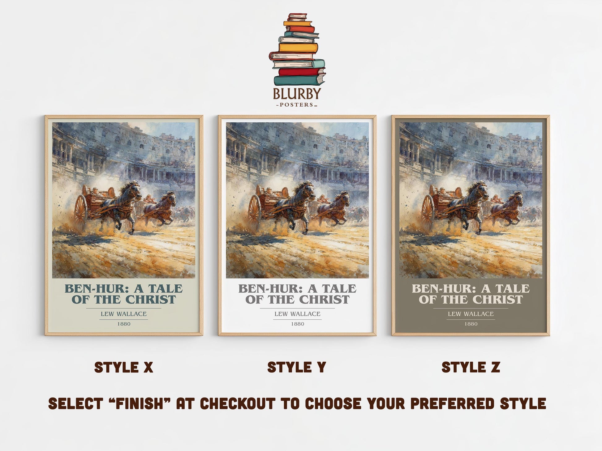 Ben-Hur, a Tale of the Christ book cover poster colour and style options – Lew Wallace book art