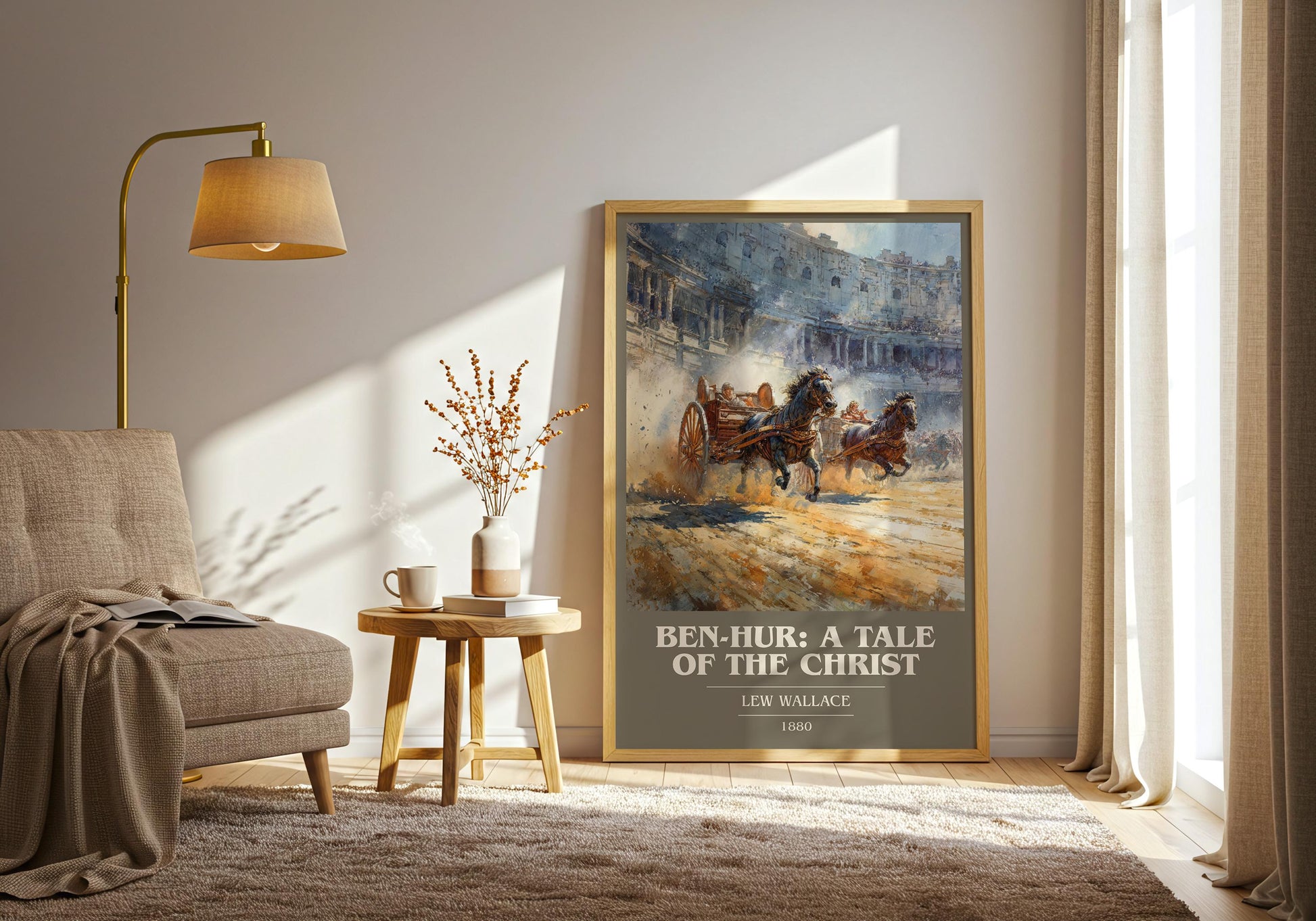 Ben-Hur, a Tale of the Christ book cover print on bookshelf – Lew Wallace fan gift