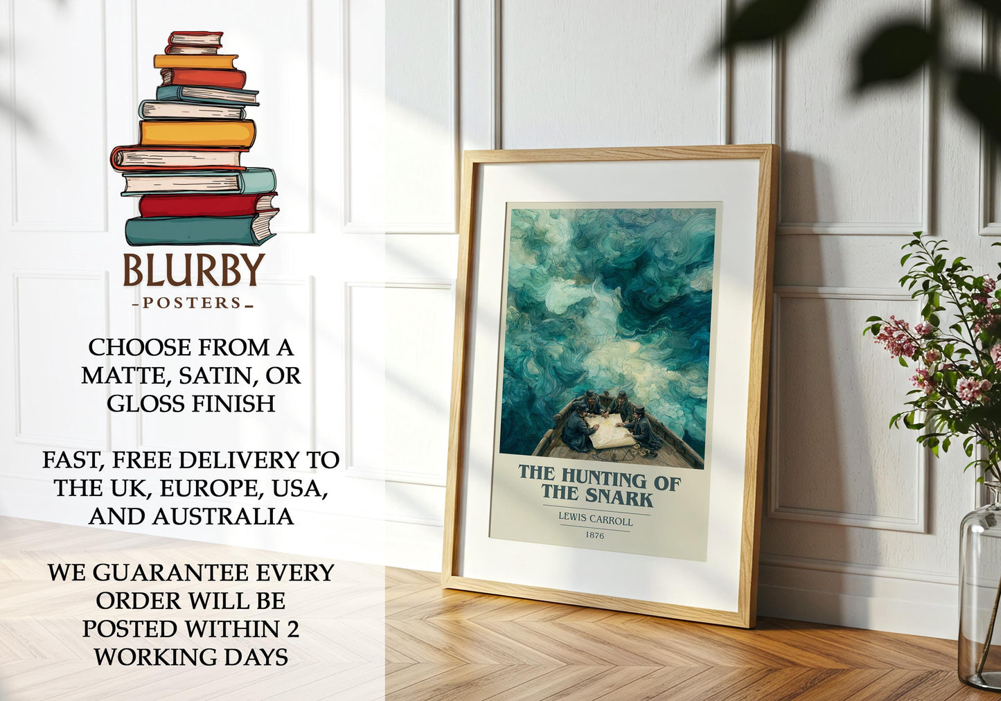 The Hunting of the Snark by Lewis Carroll | Book Poster | Literary Art Gift For Book Lover | Novel Inspired Wall Art | Free Delivery