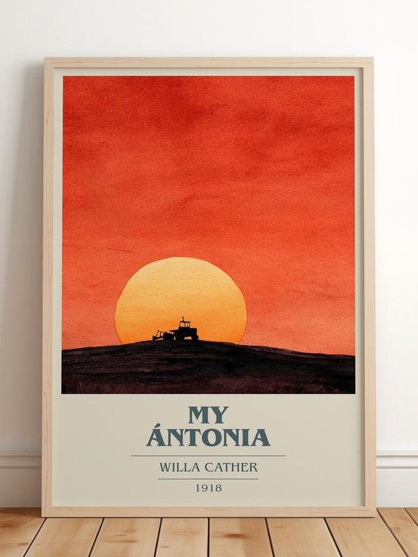 My Ántonia book cover print in frame leaning in hallway – classic literature wall art