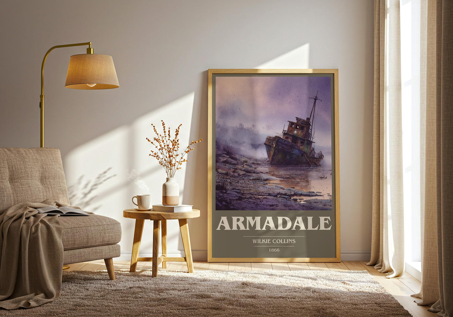 Armadale book cover print on bookshelf – Wilkie Collins fan gift