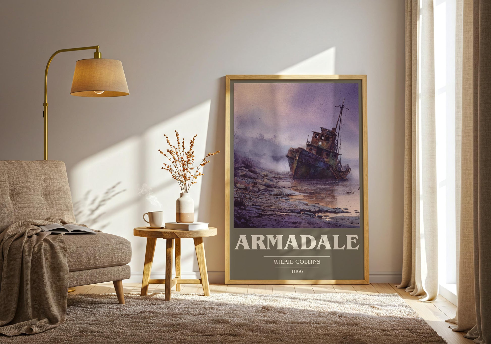 Armadale book cover print on bookshelf – Wilkie Collins fan gift