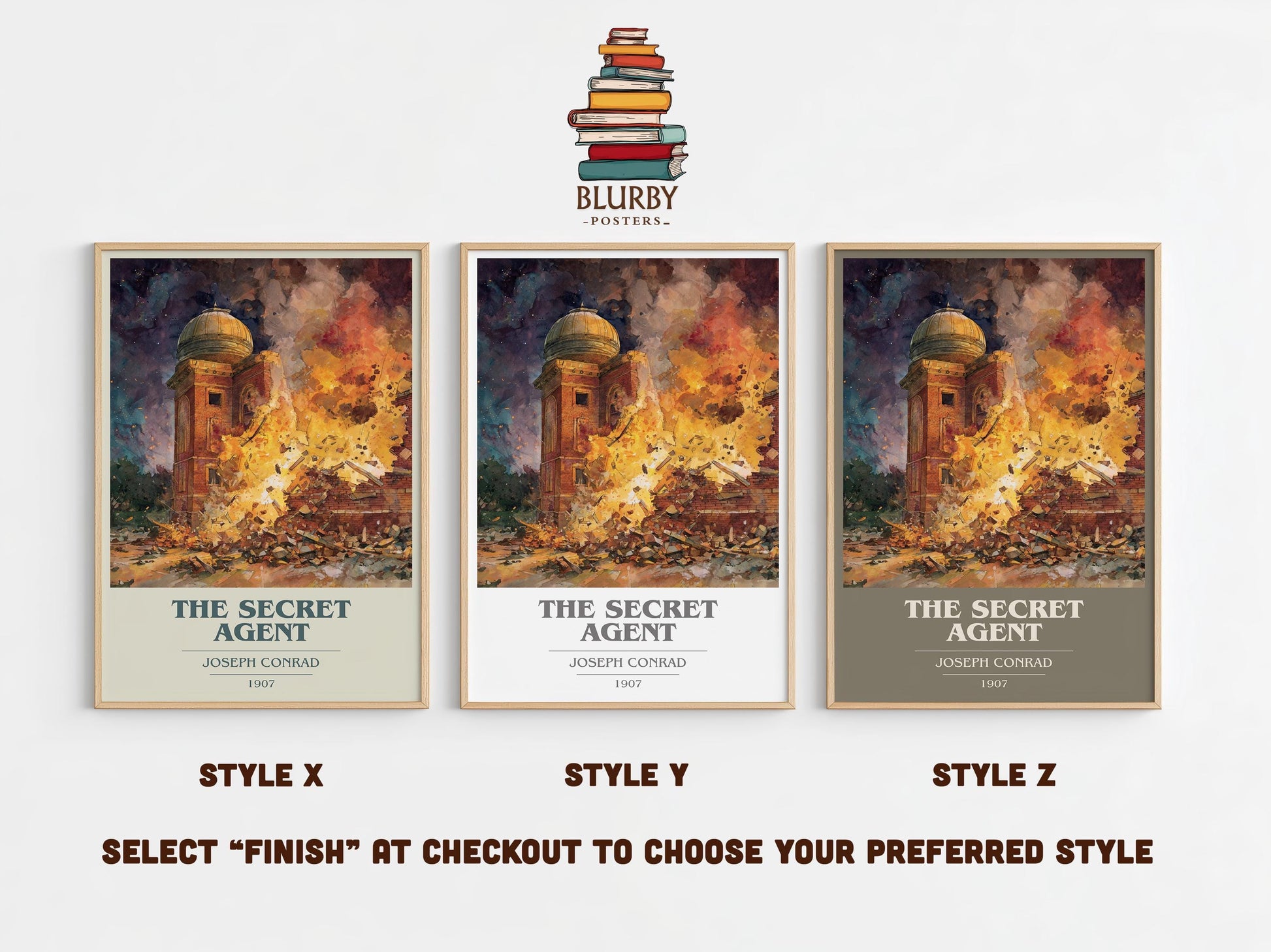 The Secret Agent book cover poster colour and style options – Joseph Conrad book art
