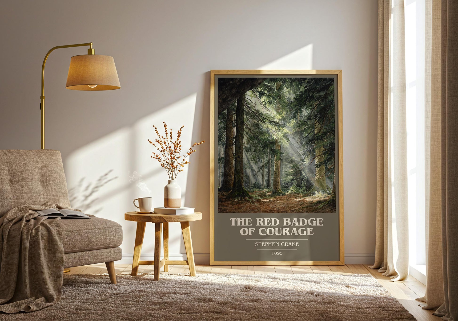 The Red Badge of Courage book cover book poster framed on wall – historical fiction wall art