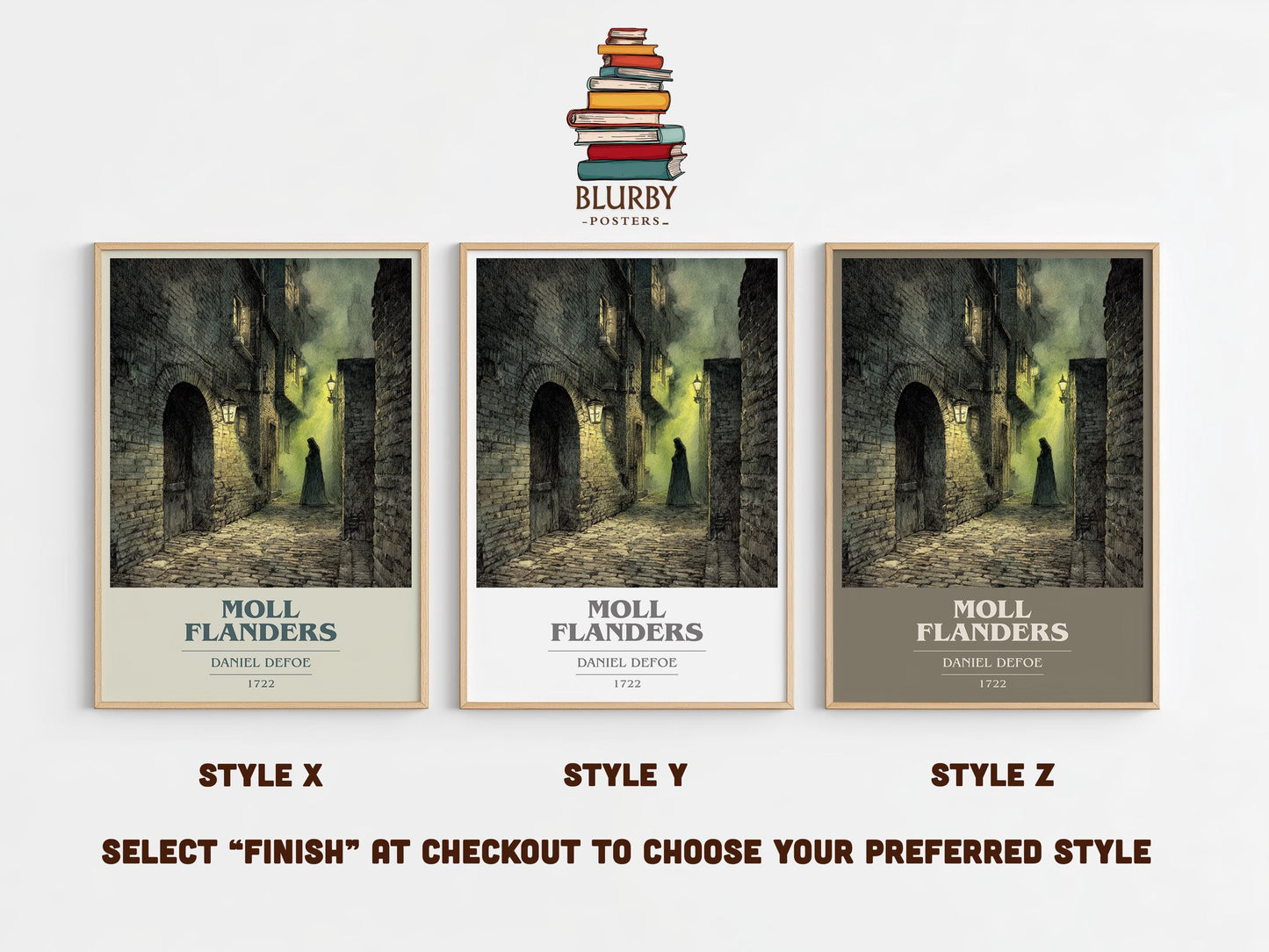 Moll Flanders book cover poster colour and style options – Daniel Defoe book art