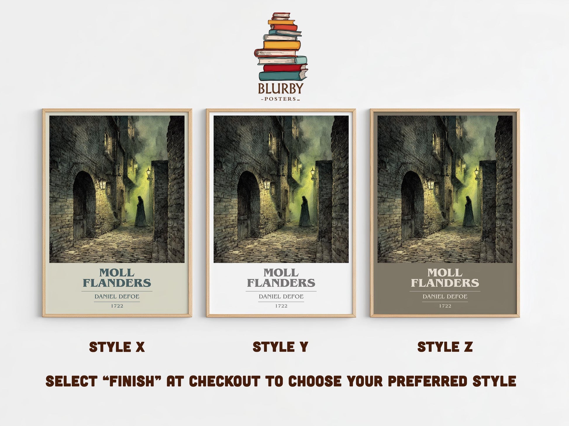 Moll Flanders book cover poster colour and style options – Daniel Defoe book art