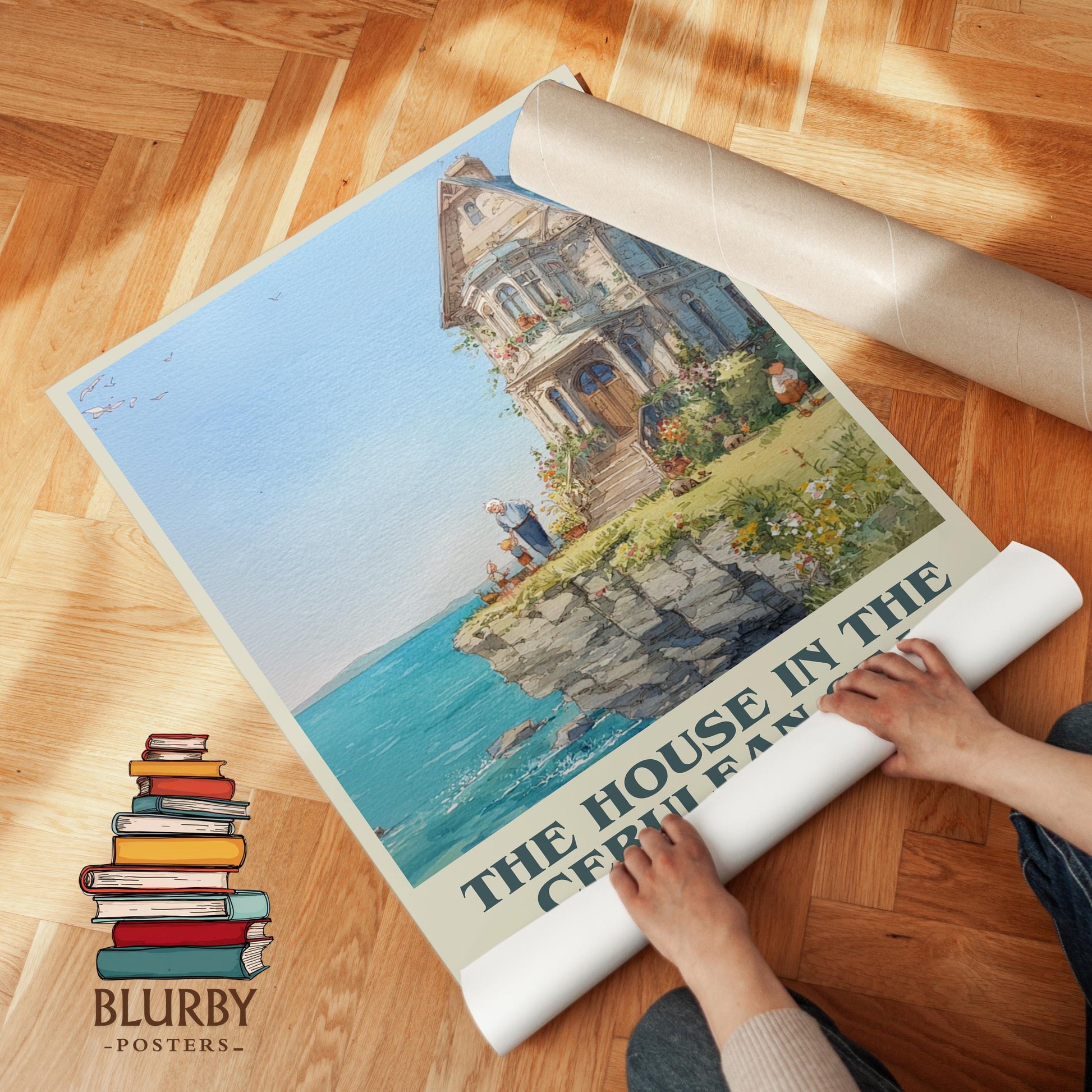 The House in the Cerulean Sea book cover poster paired in gallery wall – literary art prints