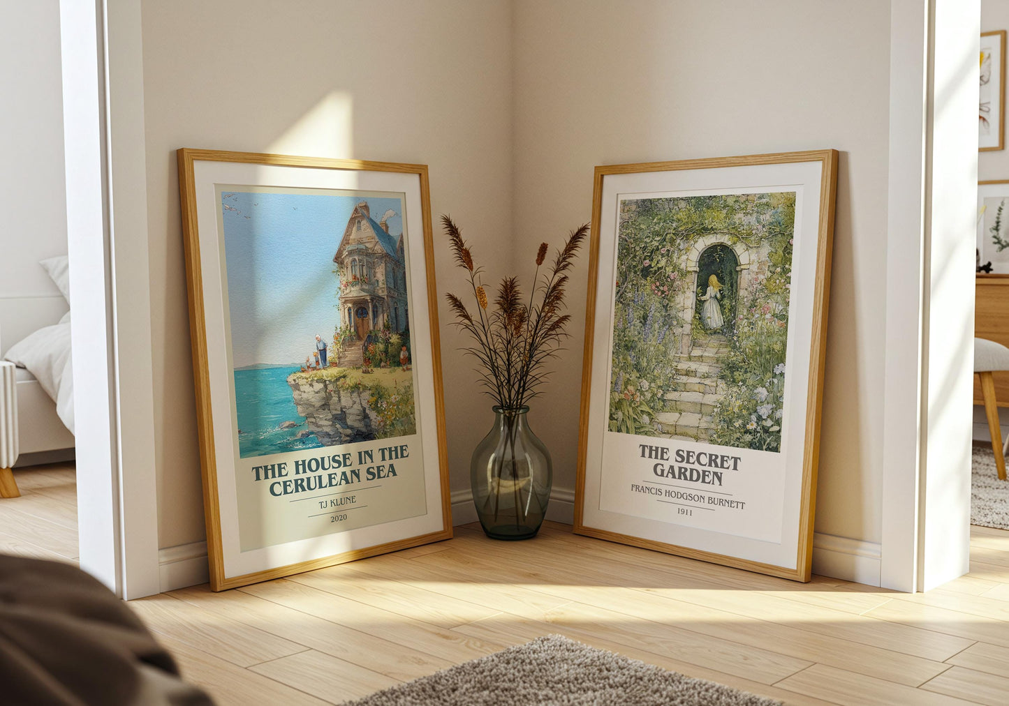 The House in the Cerulean Sea book cover print on bookshelf – TJ Klune fan gift