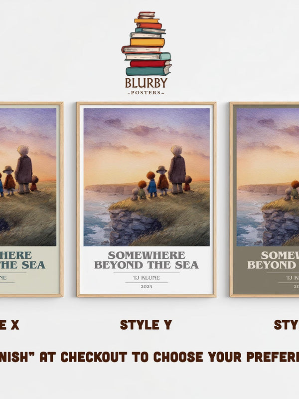 Somewhere Beyond the Sea book cover print in frame leaning in hallway – satire wall art