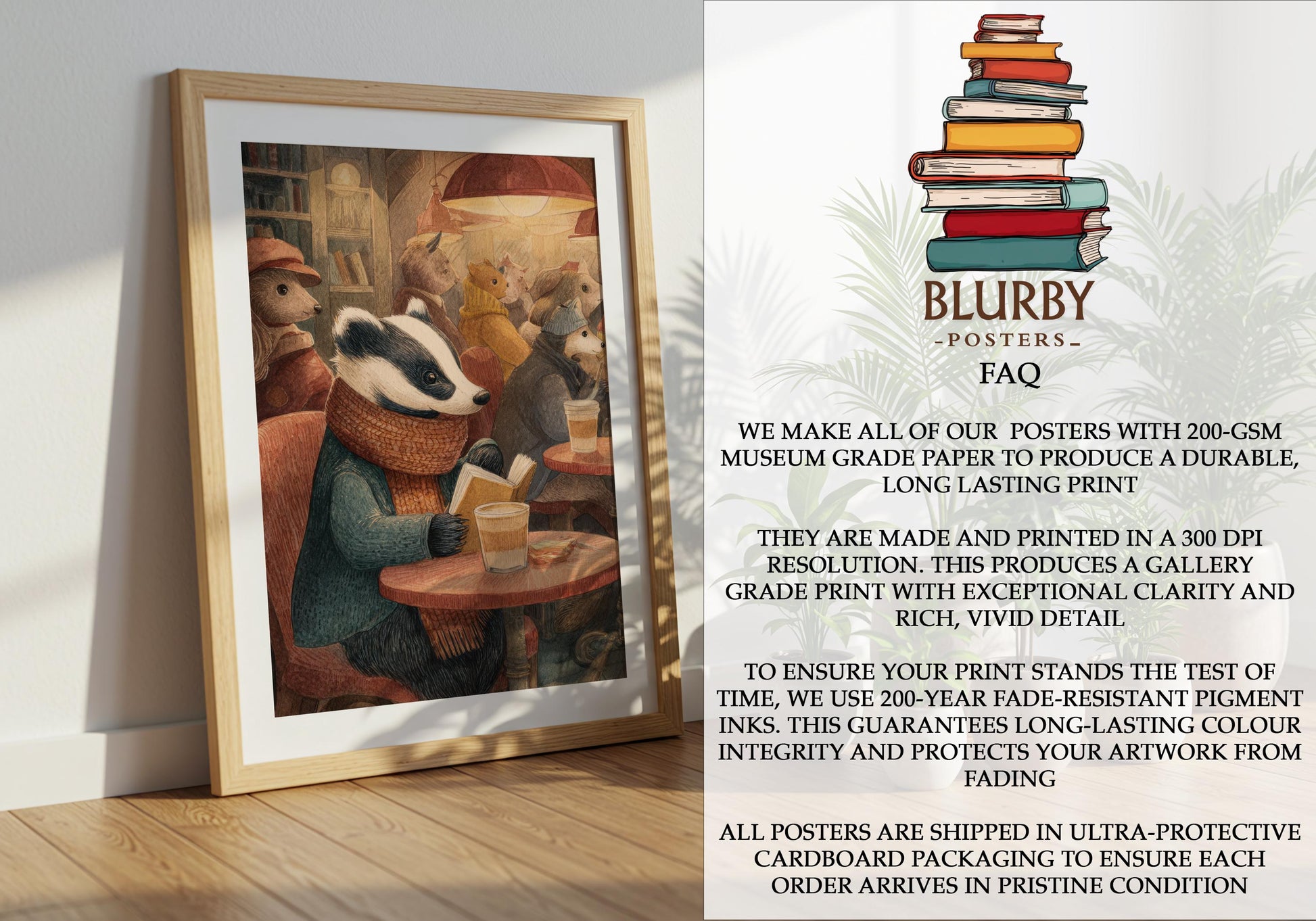 Badger Book Print | Cozy Wall Decor | Cute Gift For Book Lover | Book Nook Poster | Book Art | Gift For Reader | Aesthetic Room Art - Book Poster Art Print Decor Bookish