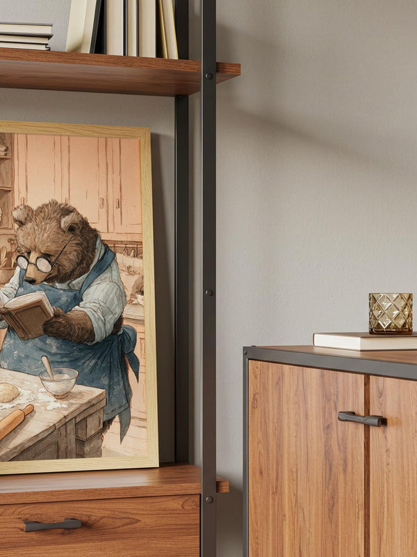 Bear Book Print | Cozy Wall Decor | Cute Gift For Book Lover | Book Nook Poster | Book Art | Gift For Reader | Aesthetic Room Art - Book Poster Art Print Decor Bookish