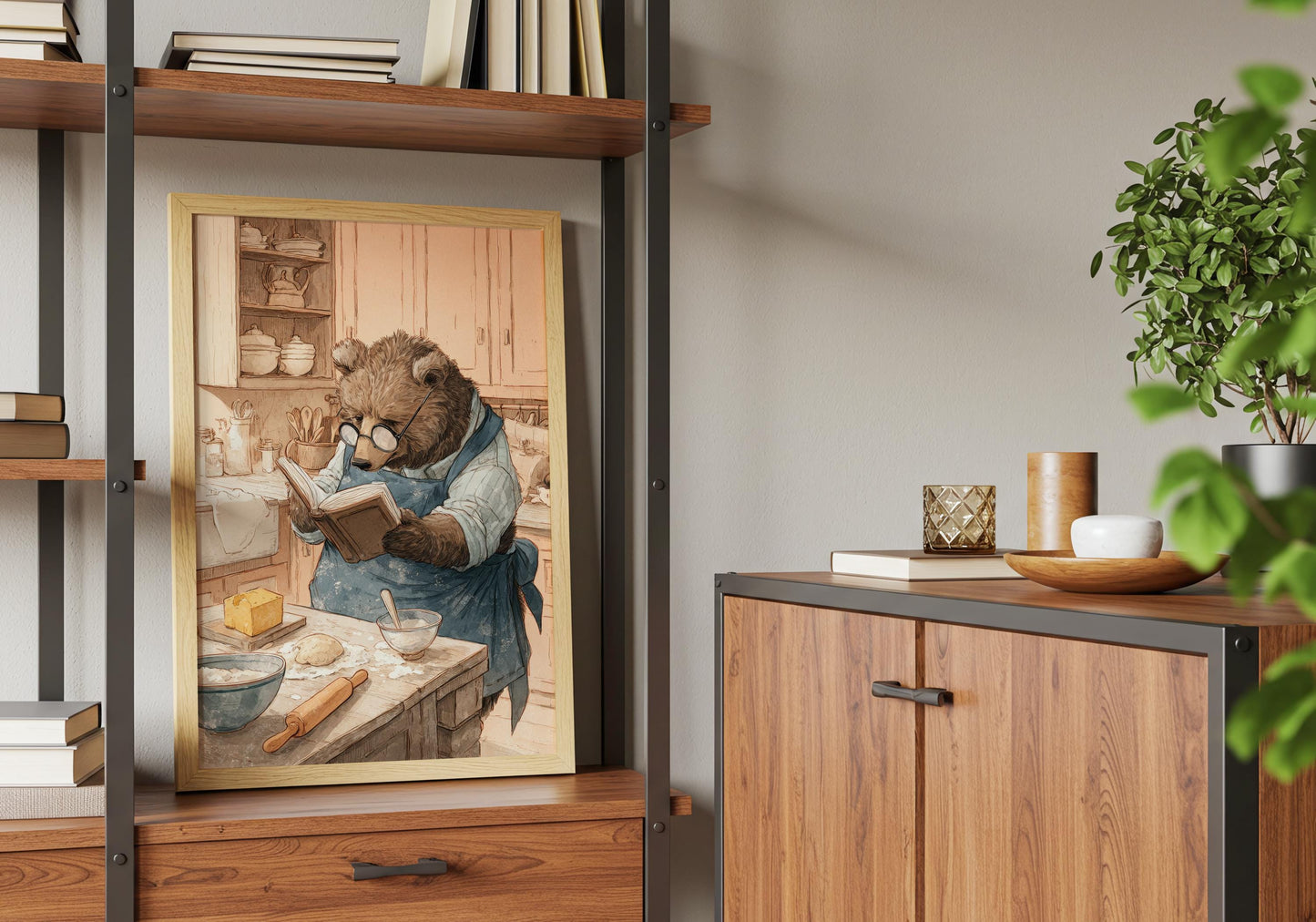 Bear Book Print | Cozy Wall Decor | Cute Gift For Book Lover | Book Nook Poster | Book Art | Gift For Reader | Aesthetic Room Art - Book Poster Art Print Decor Bookish