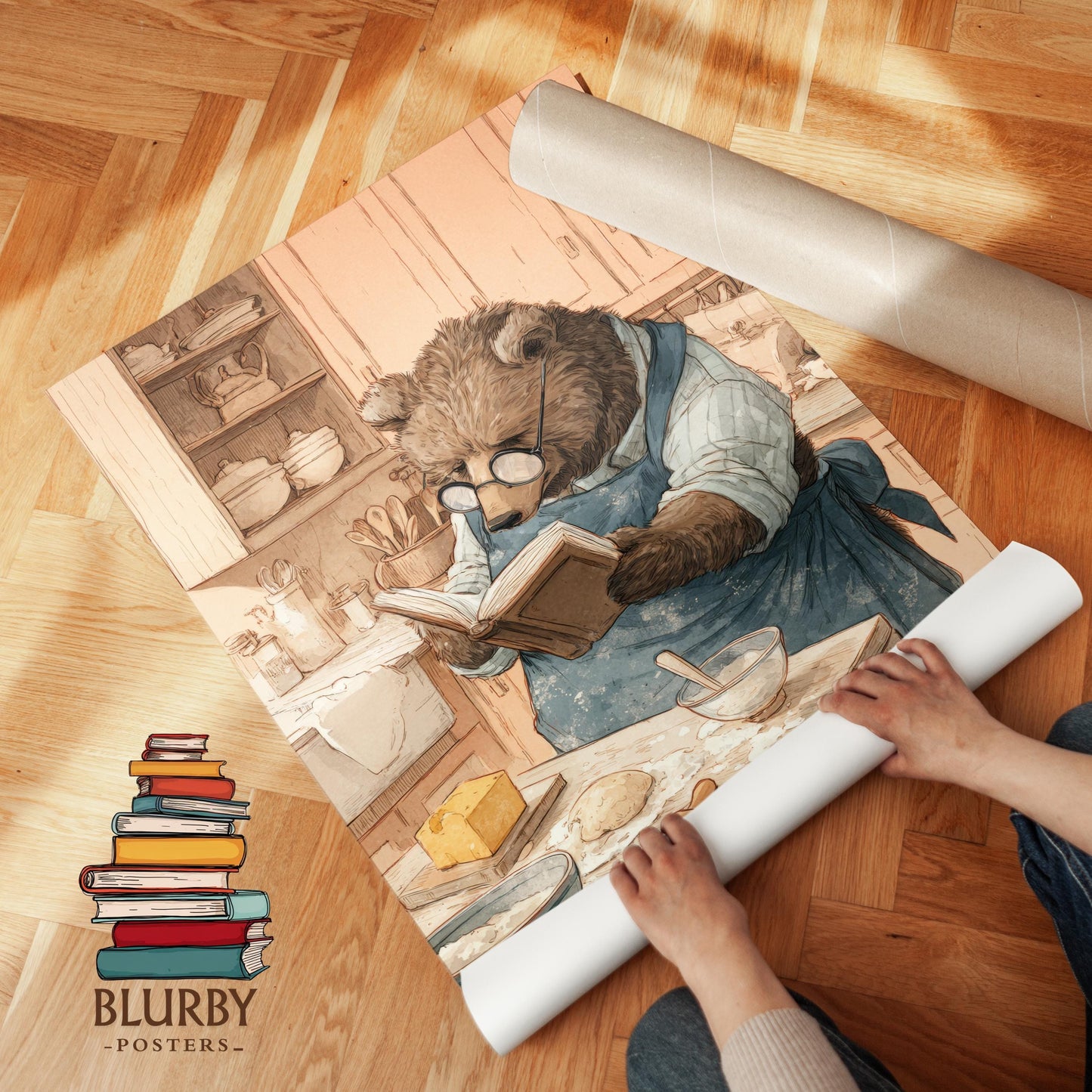 Bear Book Print | Cozy Wall Decor | Cute Gift For Book Lover | Book Nook Poster | Book Art | Gift For Reader | Aesthetic Room Art - Book Poster Art Print Decor Bookish