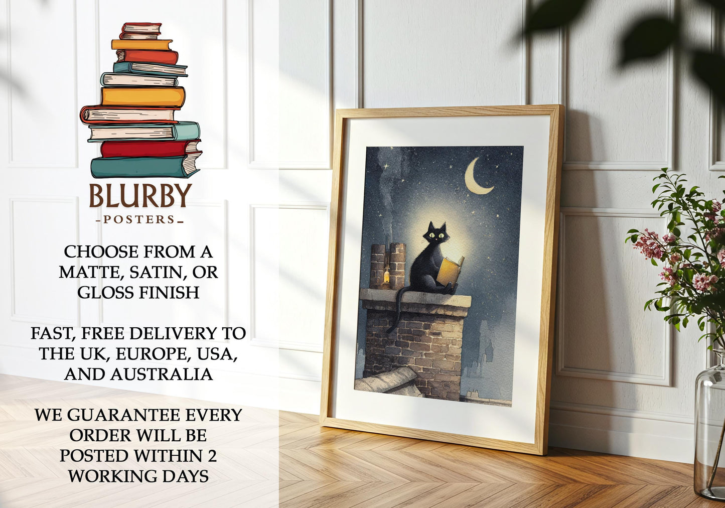 Cat on Roof Book Print | Cozy Wall Decor | Cute Gift For Book Lover | Book Nook Poster | Book Art | Gift For Reader | Aesthetic Room Art - Book Poster Art Print Decor Bookish