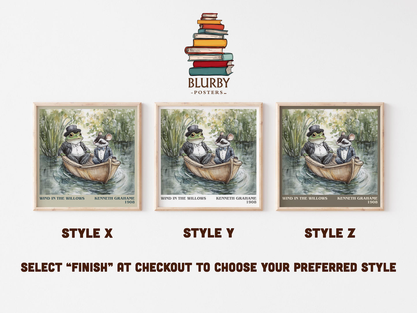 The Wind in the Willows literary print on bookshelf – Kenneth Grahame fan gift
