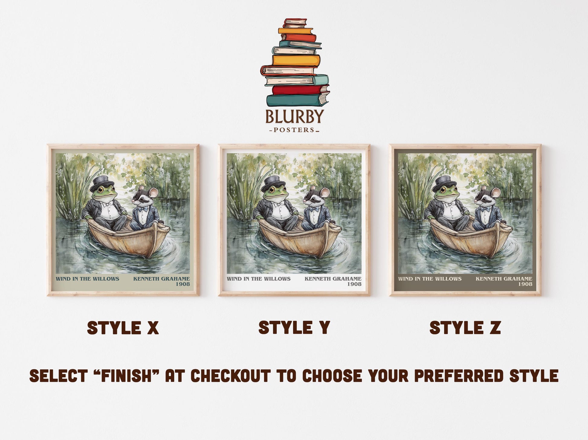 The Wind in the Willows literary print on bookshelf – Kenneth Grahame fan gift