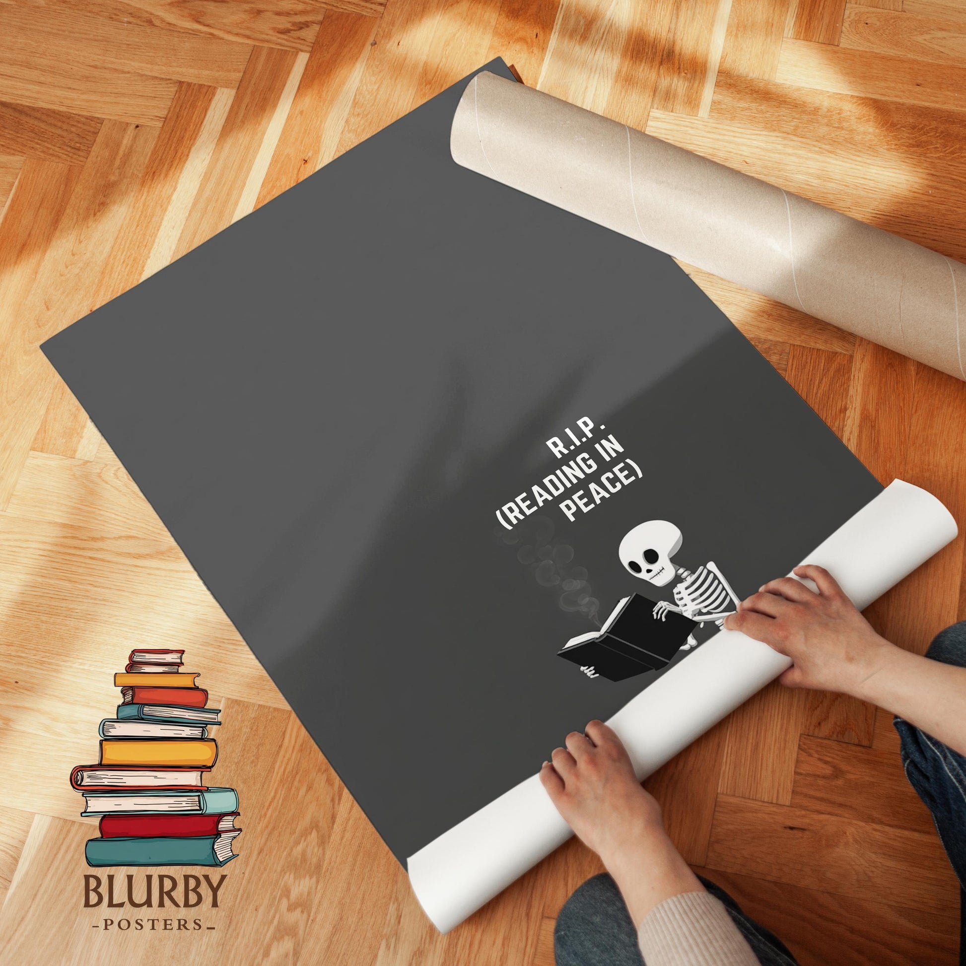 R.I.P Reading In Peace Skeleton | Dark Academia Art | Cozy Wall Decor | Book Lover Gift | Nook Poster | Reader Art | Aesthetic Art - Book Poster Art Print Decor Bookish