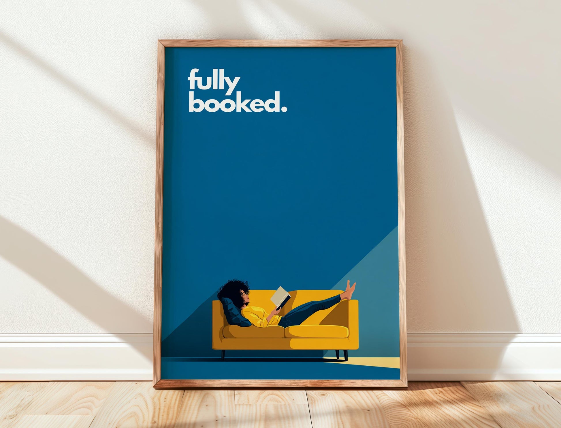 Fully Booked Reading Print | Funny Book Art | Cozy Wall Decor | Book Lover Gift | Nook Poster | Reader Gift | Aesthetic Art | Home Decor - Book Poster Art Print Decor Bookish