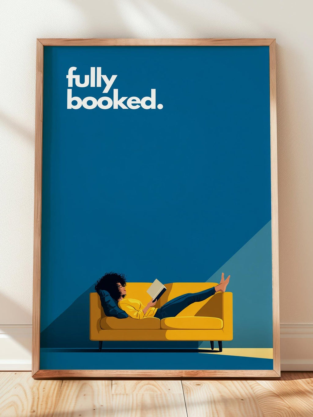 Fully Booked Reading Print | Funny Book Art | Cozy Wall Decor | Book Lover Gift | Nook Poster | Reader Gift | Aesthetic Art | Home Decor - Book Poster Art Print Decor Bookish