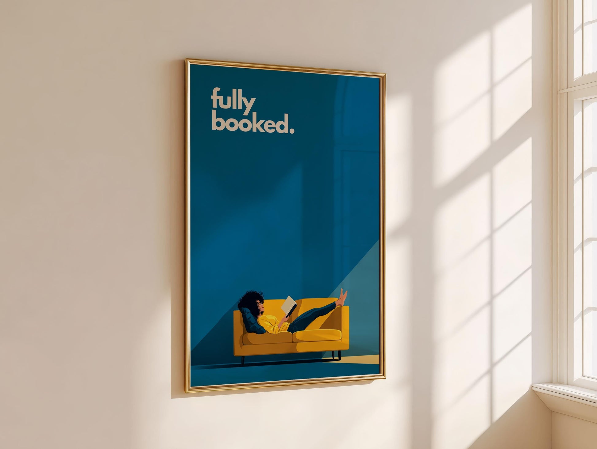 Fully Booked Reading Print | Funny Book Art | Cozy Wall Decor | Book Lover Gift | Nook Poster | Reader Gift | Aesthetic Art | Home Decor - Book Poster Art Print Decor Bookish
