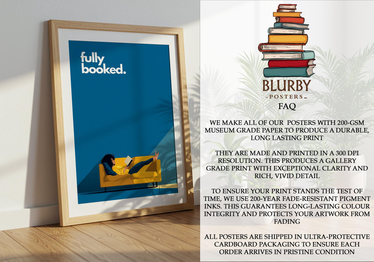 Fully Booked Reading Print | Funny Book Art | Cozy Wall Decor | Book Lover Gift | Nook Poster | Reader Gift | Aesthetic Art | Home Decor - Book Poster Art Print Decor Bookish