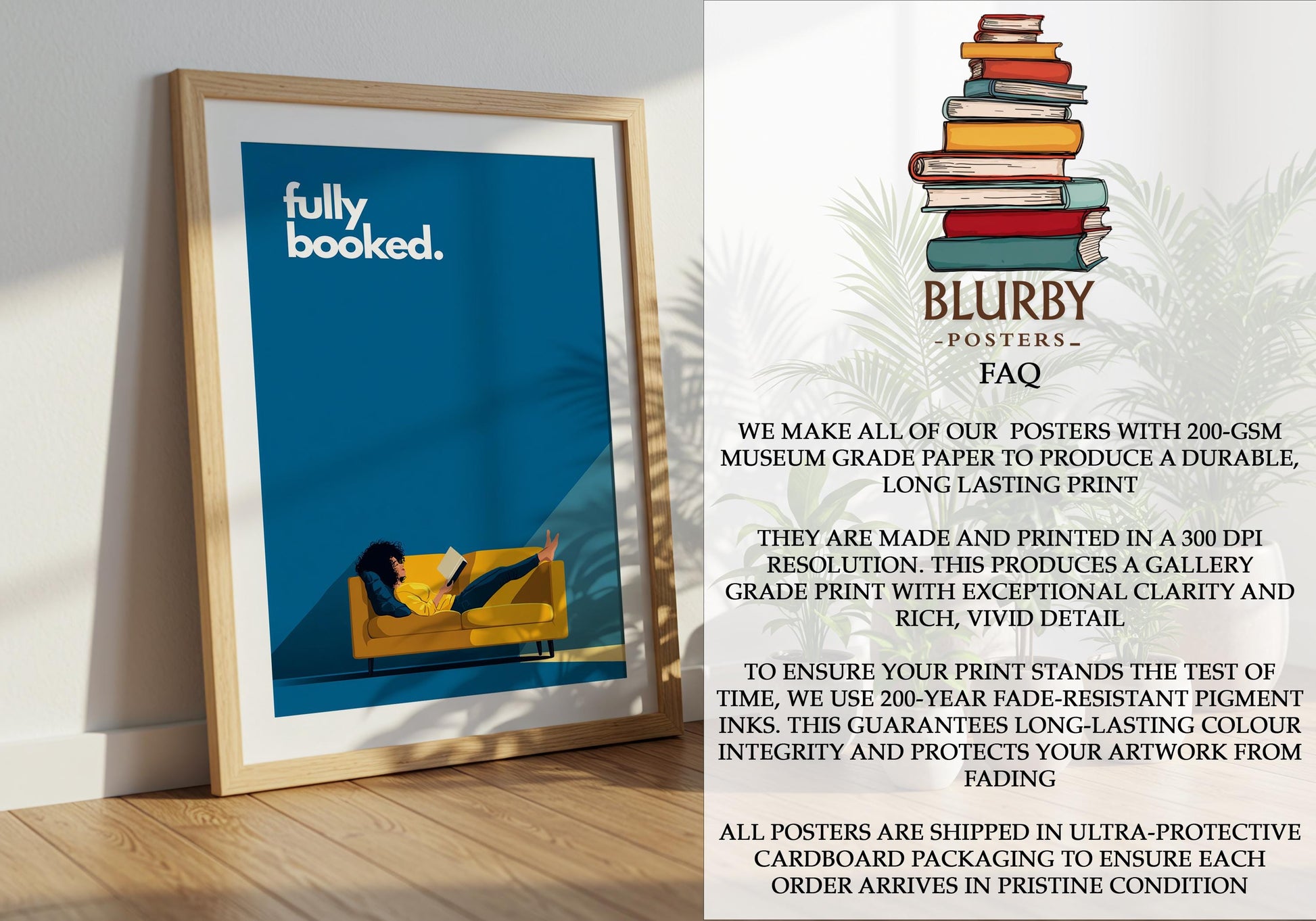 Fully Booked Reading Print | Funny Book Art | Cozy Wall Decor | Book Lover Gift | Nook Poster | Reader Gift | Aesthetic Art | Home Decor - Book Poster Art Print Decor Bookish