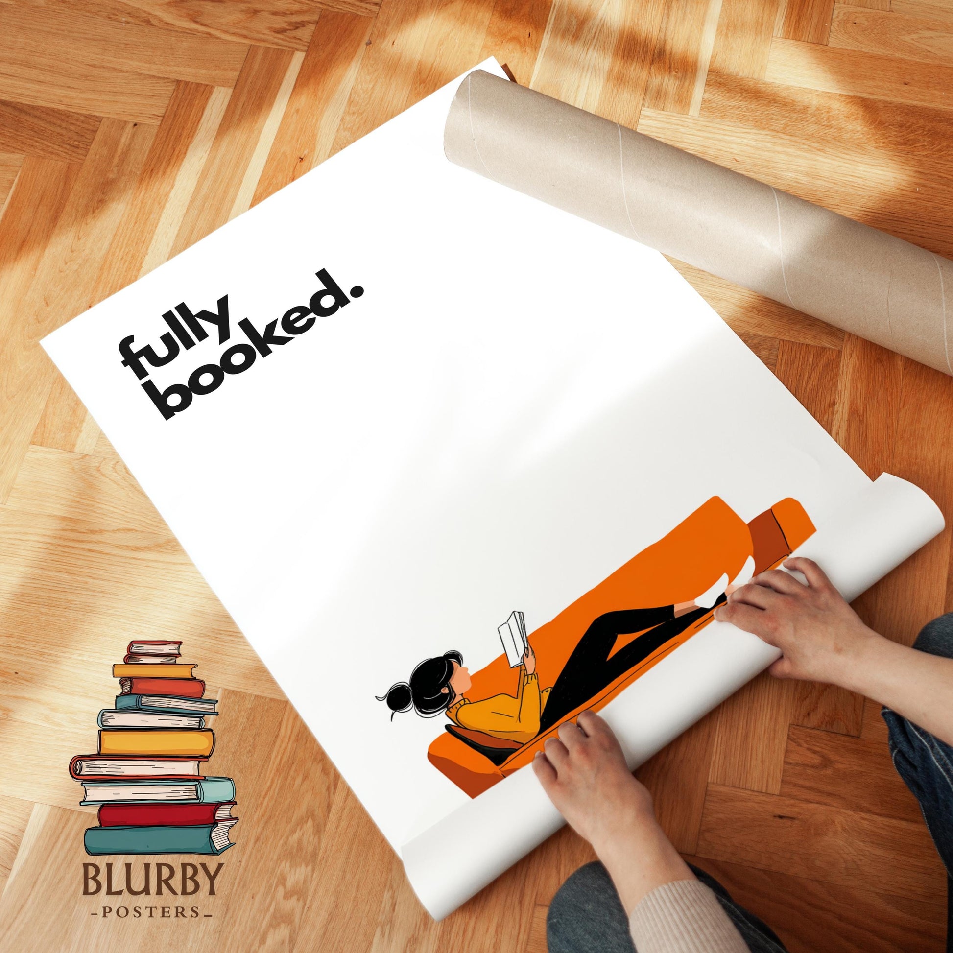 Fully Booked Reading Print | Funny Book Art | Cozy Wall Decor | Book Lover Gift | Nook Poster | Reader Gift | Aesthetic Art | Home Decor - Book Poster Art Print Decor Bookish